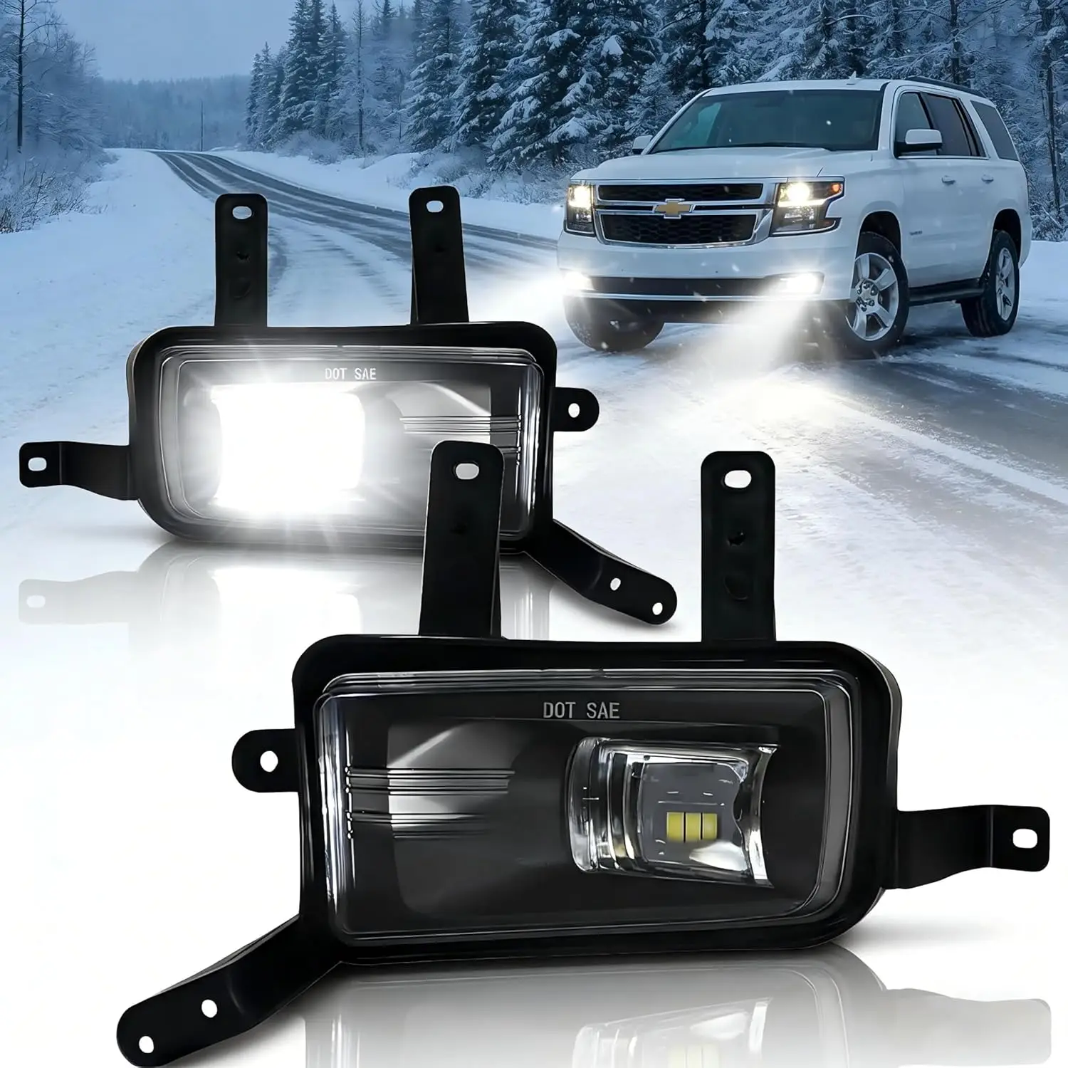 

Для GMC Yukon 2015-2020 Светодиодные противотуманные фары для 2015-2020 Yukon / Suburban / Tahoe / 3500HD Комплект передних противотуманных фар в сборе