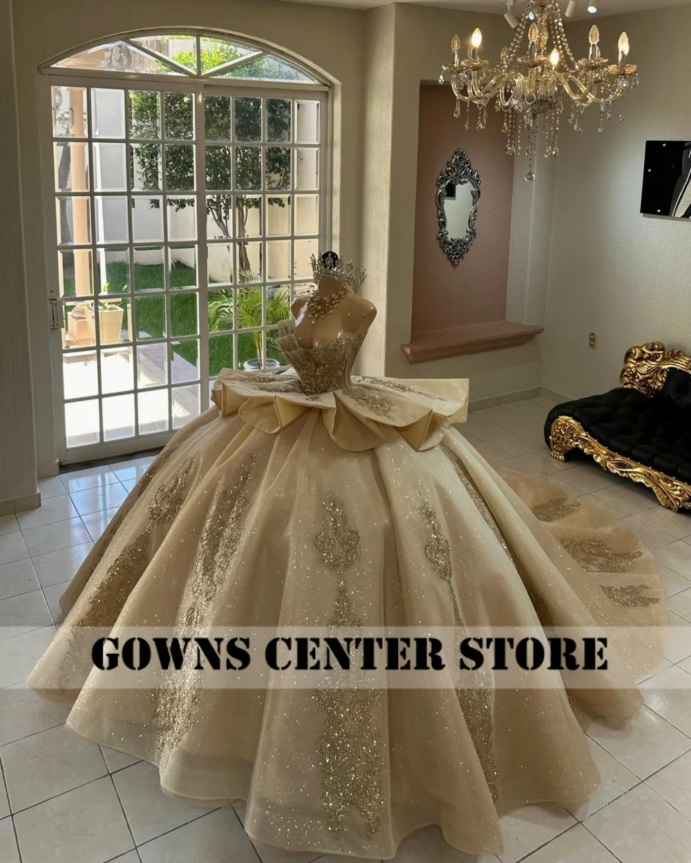 

Princess Champagne Ruffles Ball Gown Quinceanera Dresses 15 Ans Lacing up Lace Appliques Mexican Vestidos De Customized