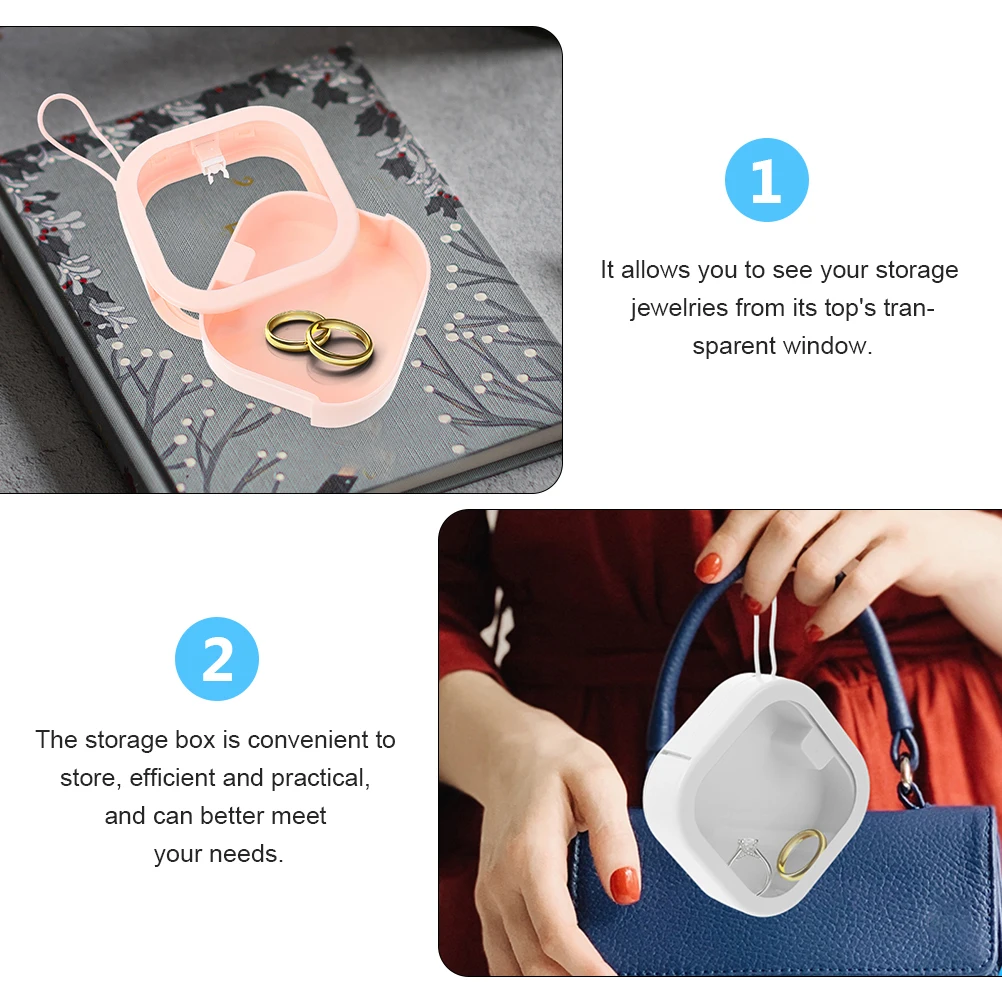 

2Pcs Jewelry Storage Box ABS TPE Material ganizer Portable Small Holder Multifunction Travel Earring Case Efficient Practical