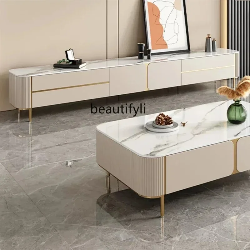 K185 خزانة تلفزيون أمريكية خفيفة فاخرة وطاولة قهوة مزيج بسيط وحديث لغرفة المعيشة وخزانة حائط للتلفزيون وخزانة سينمائية صغيرة #5