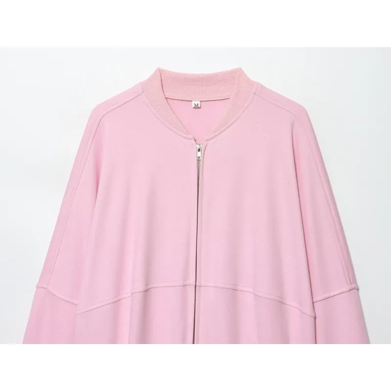 Kurtka damska NERHEFZ, dzianina interlock, casualowa, jesienna, z okrągłym dekoltem, zapinana na zamek, modna, ciepła, prosta, retro, damska odzież wierzchnia.