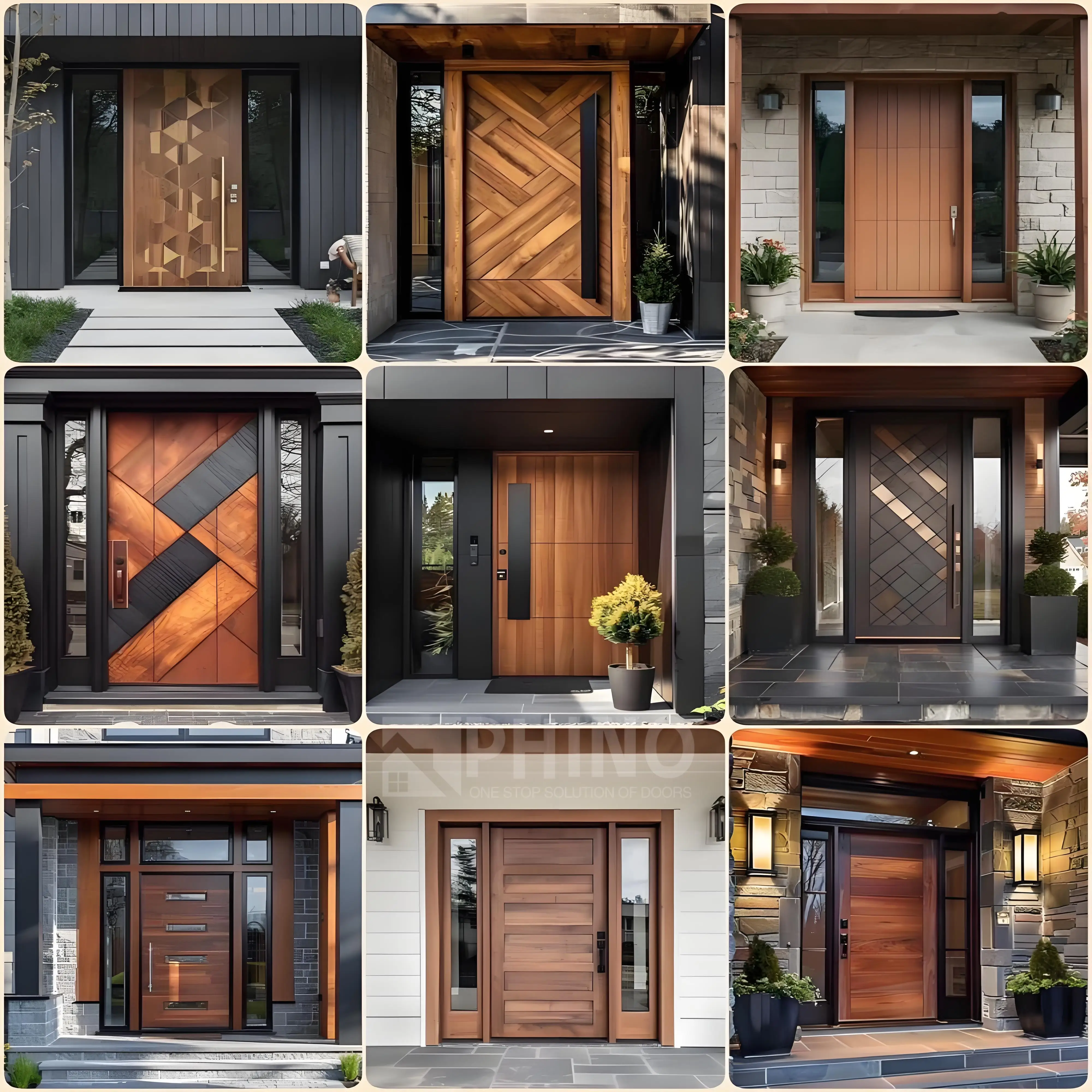 Custom Designed Modern 3D Carving Aluminium Solid Wooden Exterior Villa Pivot Front Entry Door For Residential Home Or Apartment