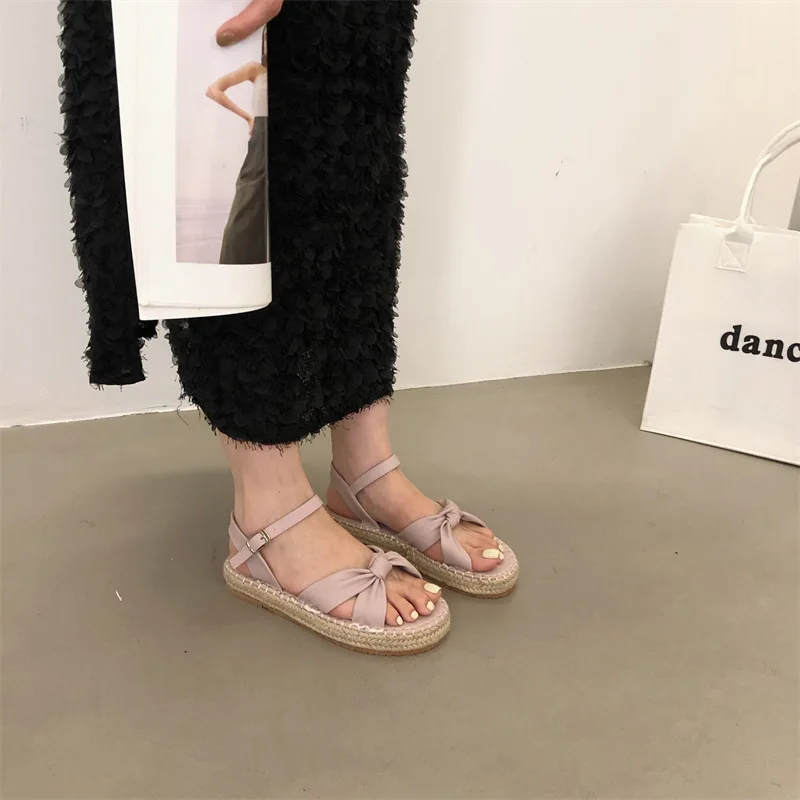 2024 Sandals Ladies Shoes Summer Cross Clogs With Heel Suit Female Beige New Outside Gladiator Comfort Fashion Thick Black Beach