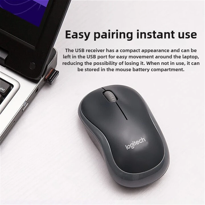 لوجيتك M185/M186 ماوس لاسلكي، ماوس ألعاب/مكتب، مناسب للأيدي الصغيرة، USB، Windows/Mac/Chrome OS/Linux