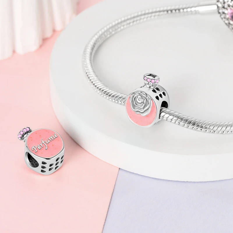 925 Sterling Silber Rosa Serie Charms Fliege Mädchen Kuchen Prinzessin Perlen Anhänger Fit Original Armband DIY Schmuck Geschenk Für Frau – Detail 32