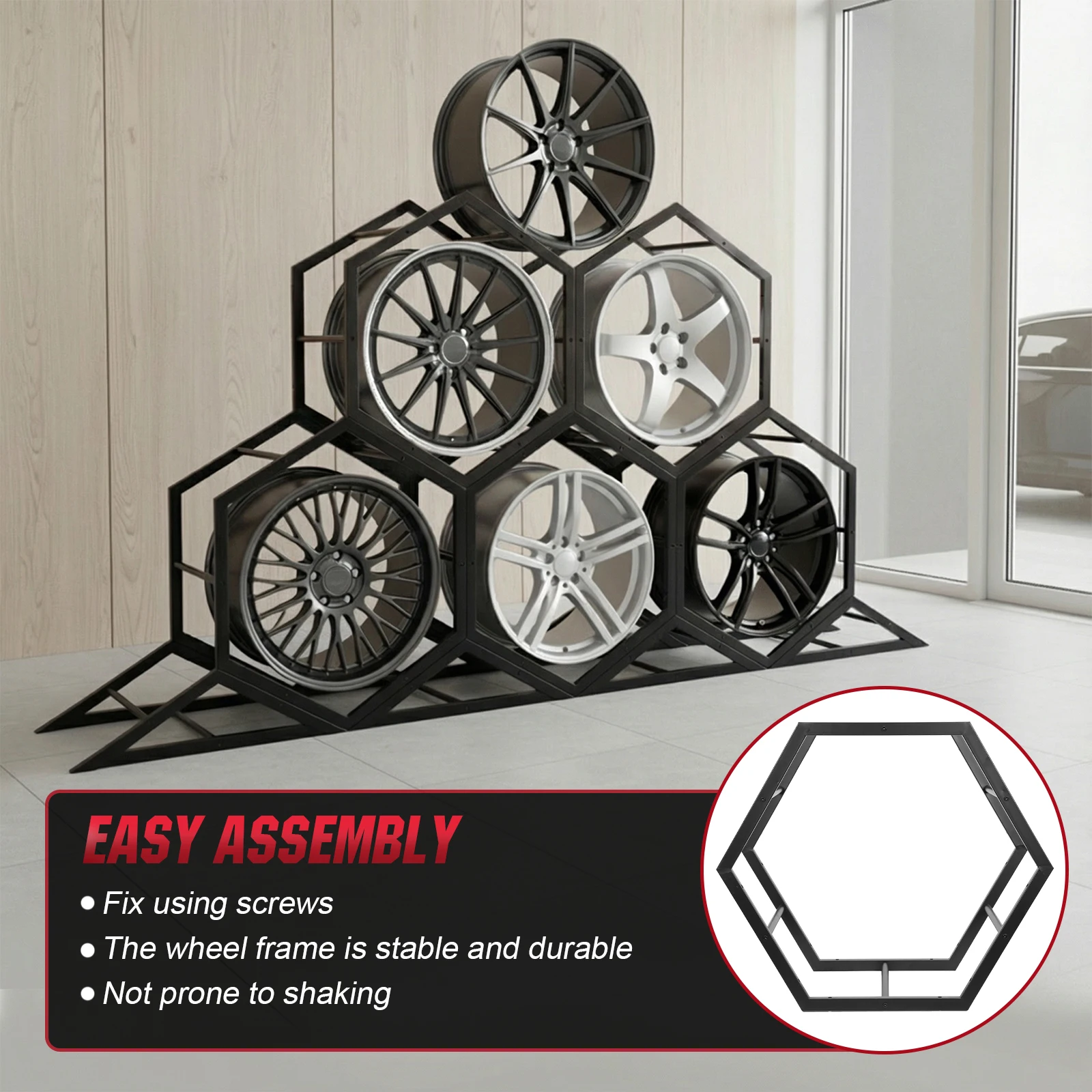 

Регулируемая настенная стойка для шин, сверхпрочный органайзер для колес для гаража, выставок, магазинов, торговых павильонов