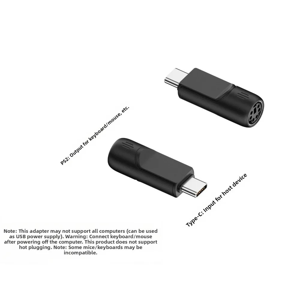 Durable Universal for PS2 to USB Adapter PVC Compact for PS2 to Type-C Adapter Plug and Play Keyboard Mouse Connector Laptop Use