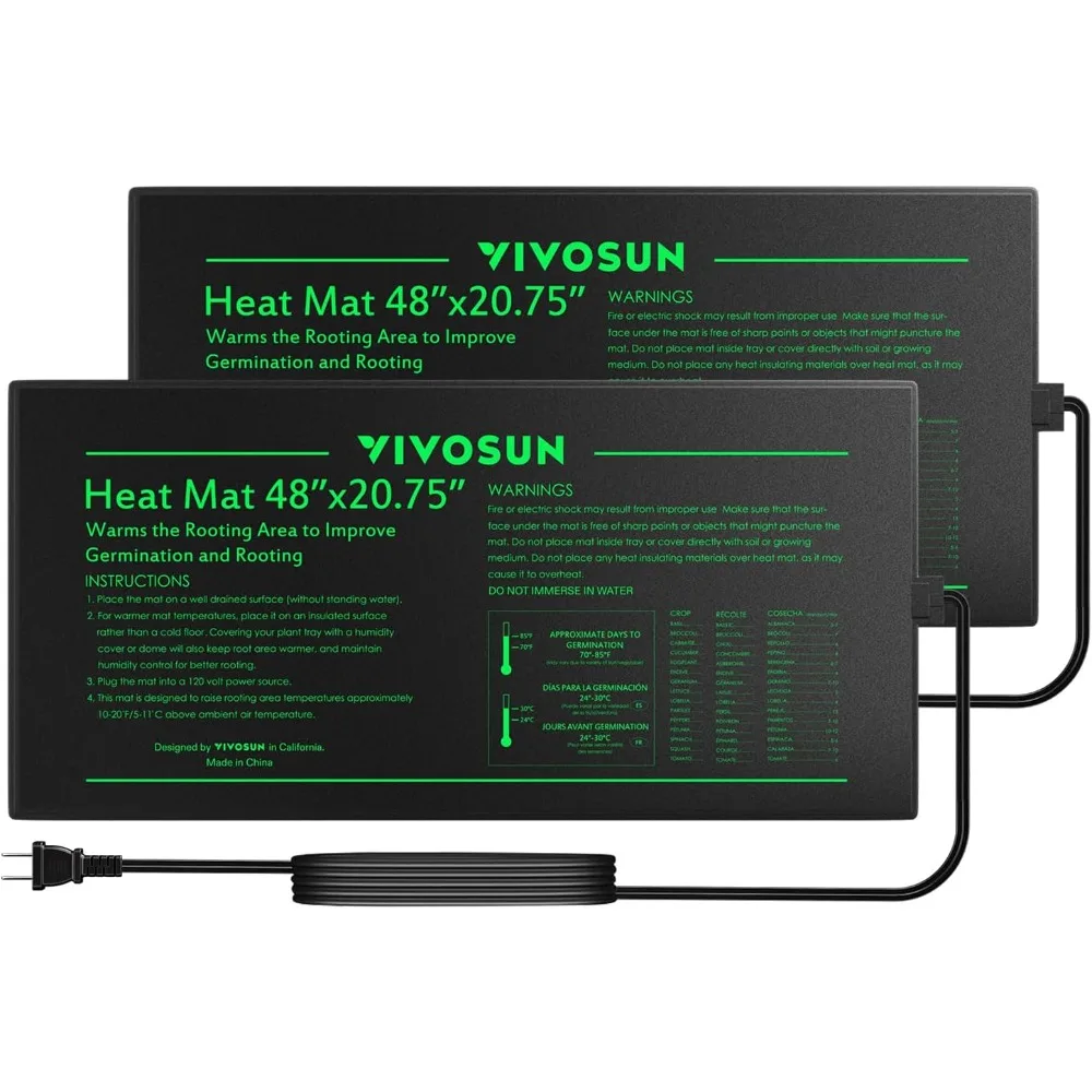 2-Pack 48x20.75 Inch Waterproof Seedling Heat Mat UL MET Certified Hydroponic Heating Pad for Germination Indoor Gardening