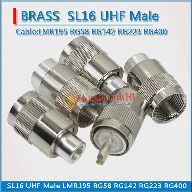 PL259 SO239 SO-239 UHF Male Connector Socket Solder Cup For RG58 RG142 RG223 RG400 LMR195 50-3 Cable Brass RF Coaxial Adapter