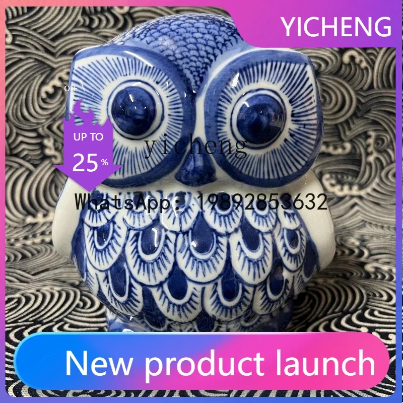 

X2 return porcelain blue and white porcelain owl ornament living room decoration kawaii accessories