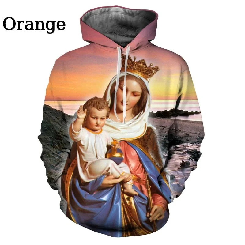 Personality Christian Hoodie Virgin Street Faith Unisex Hoodie Fashion Guadalupe Virgin Mary of Mexico 3D Print Sweatshirt