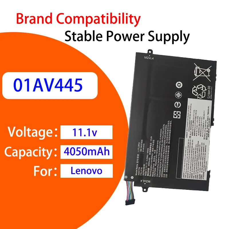 

L17L3P51 01AV445 11.1V 4050mAh Laptop Battery Fit Lenovo E480 E485 E580 Smart Protection Stable Output Durable High Capacity