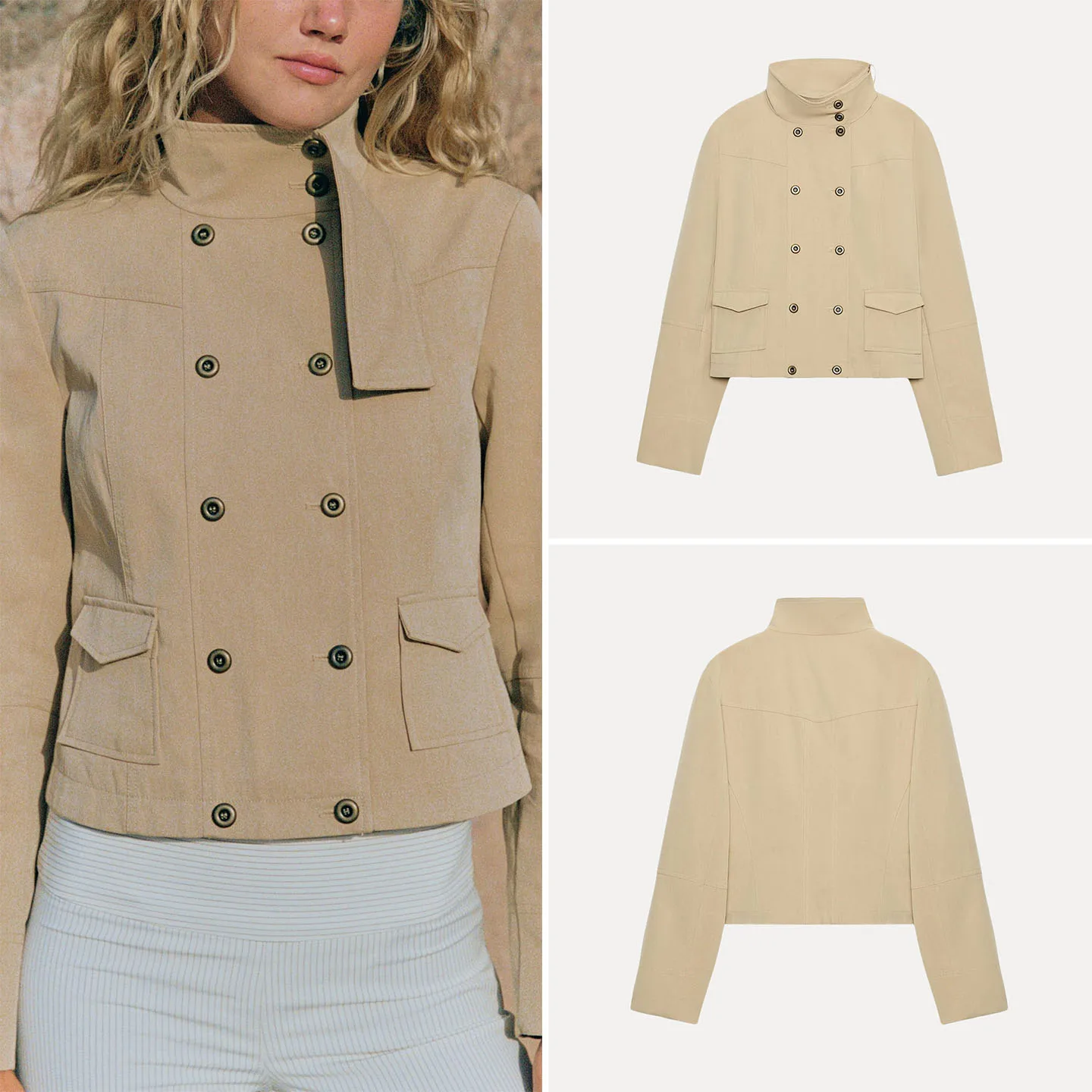 Summer Style Women's Long Sleeve Stand Collar Pocket Decorated Jacket Individual Personality 2026 New Arrival ZADATA Brand