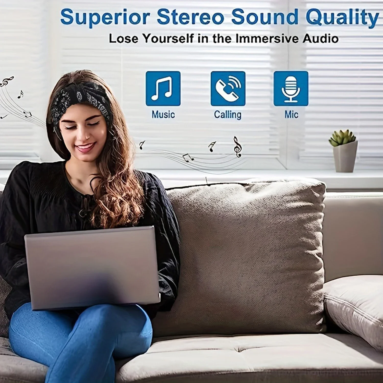 سماعات بلوتوث رياضية للنوم، عصابة رأس لاسلكية، قناع عين للموسيقى، عصابة رأس بلوتوث لاسلكية مع ميكروفون