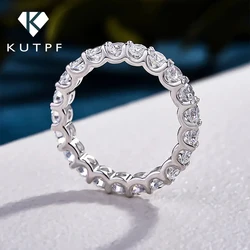 Certified 3mm D Color Moissanite Diamond Eternity Band Solitaire Ring 925 Sterling Silver Stackable Engagement Ring For Women
