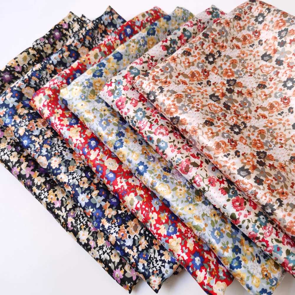 1 meter X 1.48 meter Retro Floral Satin Fabric Soft Scarf Material Lining