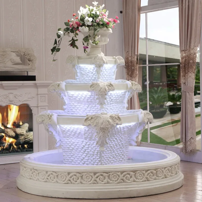 x2- European-style flowing water handicrafts Large rockery flowing water fountain Floor-to-ceiling ornament fountain
