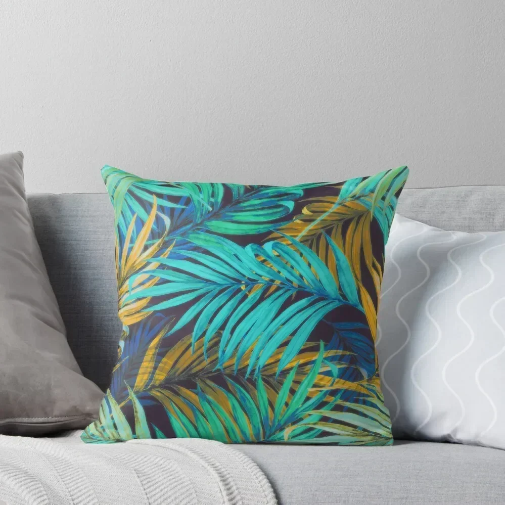 

Vintage Palm Leaves acqua and yellow Throw Pillow Anime Sofa Cushions pillow