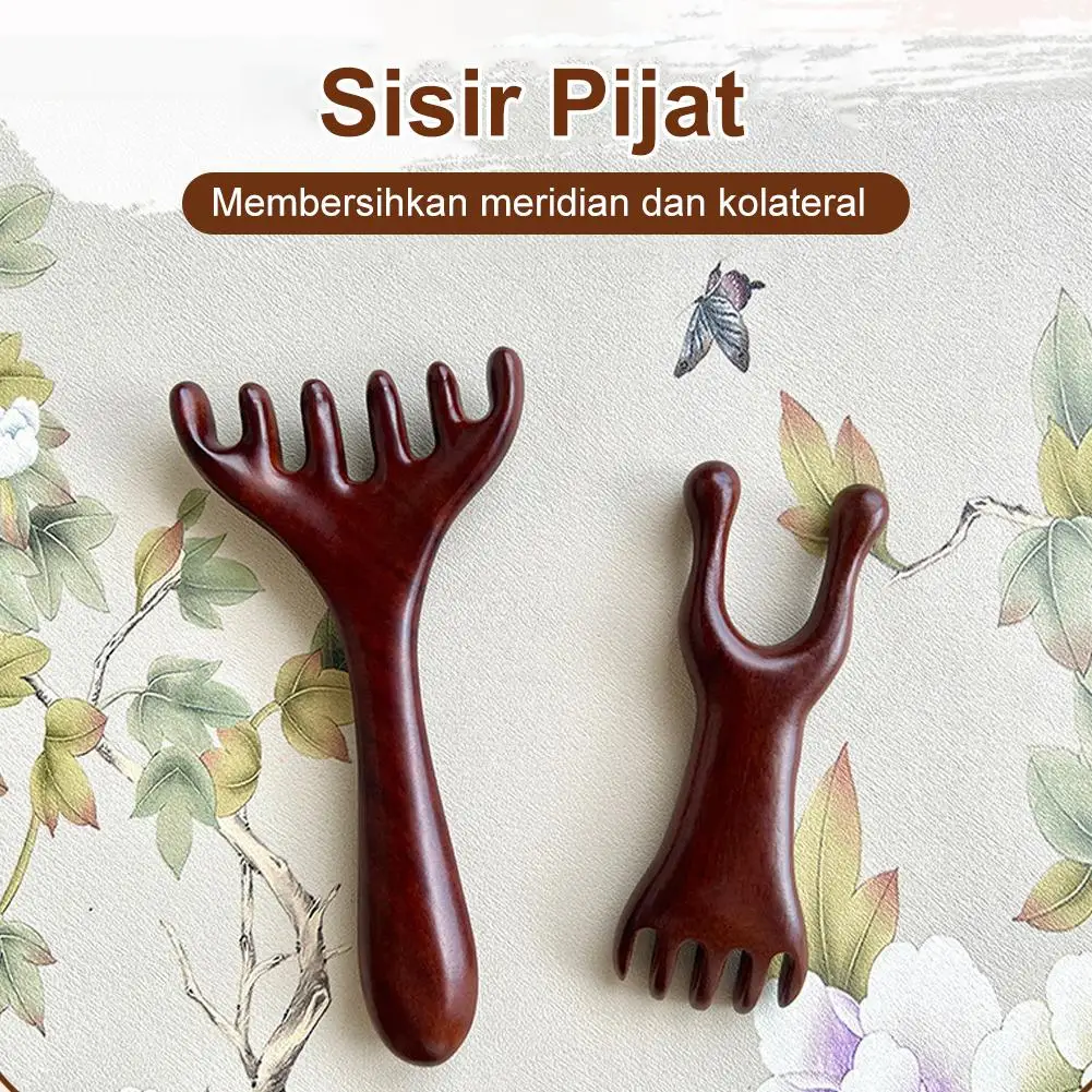 

Массажная расческа из натурального сандалового дерева, акупунктурный массаж головы с шестью когтями, инструмент Гуа Ша, лифтинг для шеи, лица, скребковый массажер