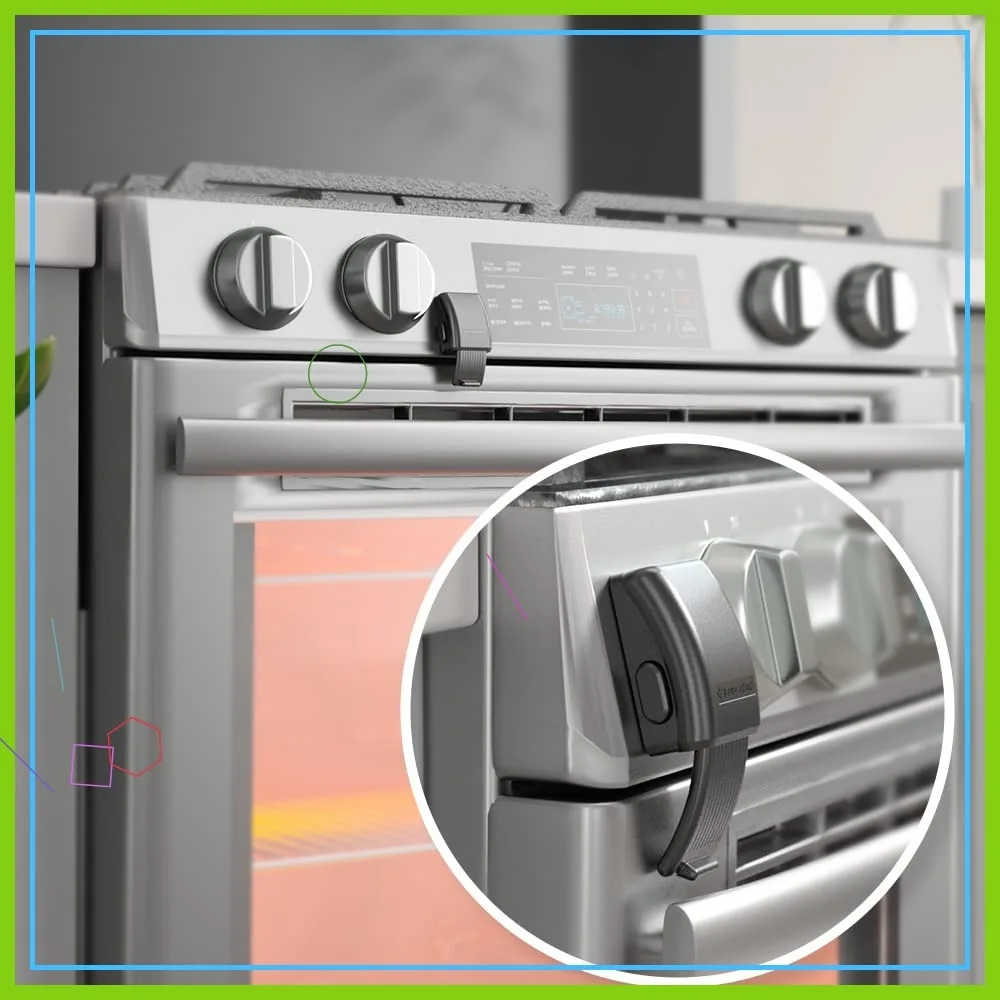 

Childproof Oven Door Lock - Easy Install, No Tools Needed, Heat-Resistant (Black)