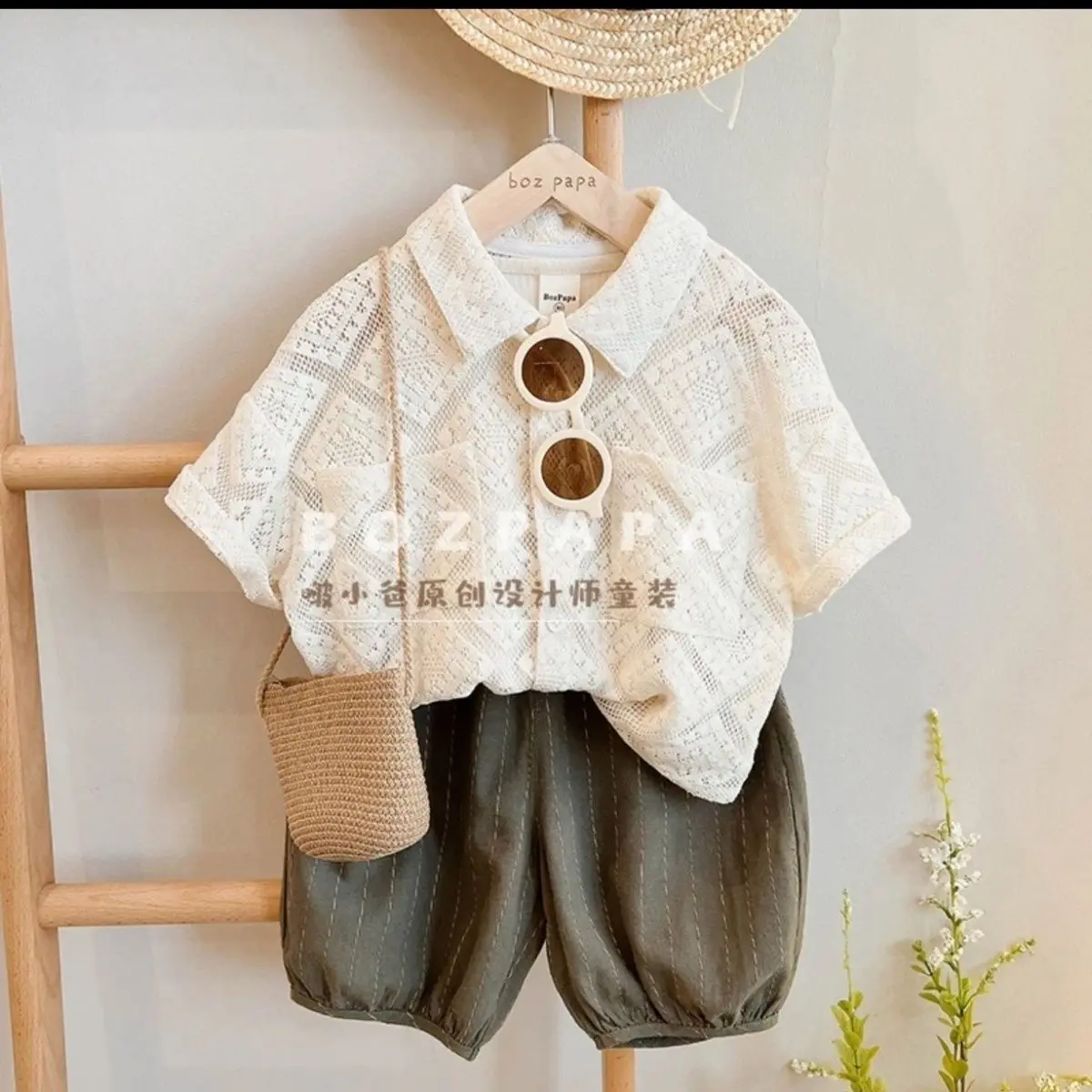 2023 summer korea Baby Boys Clothing shirt+pant Sets  Kids Cotton Short Sleeve Shorts Suits 2 pcs Children Clothes