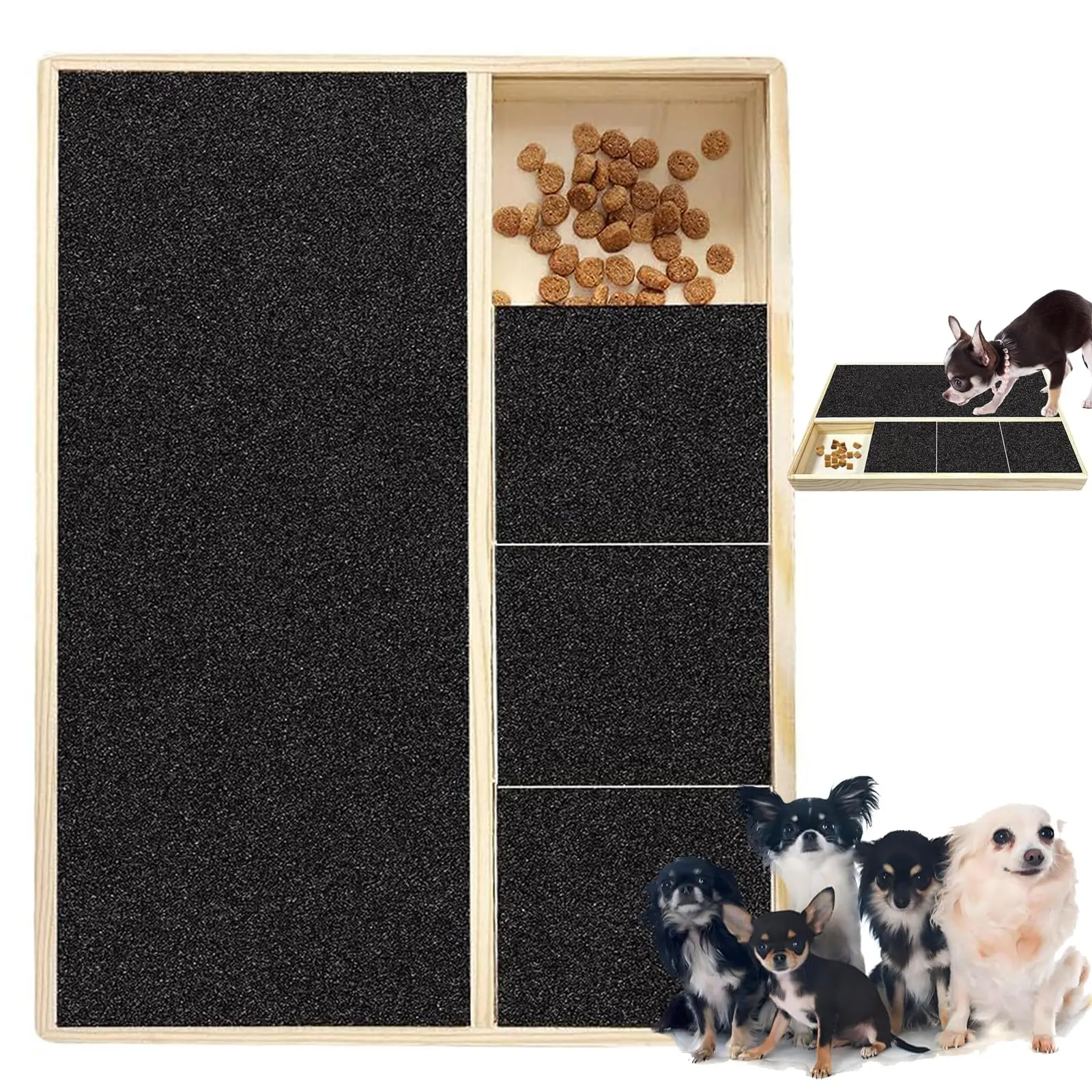 Alternative to Nail Clippers Dog Nail Scratch Board with Treat Box Bamboo Wood Filing Scratchboard Polish Pads for Pet