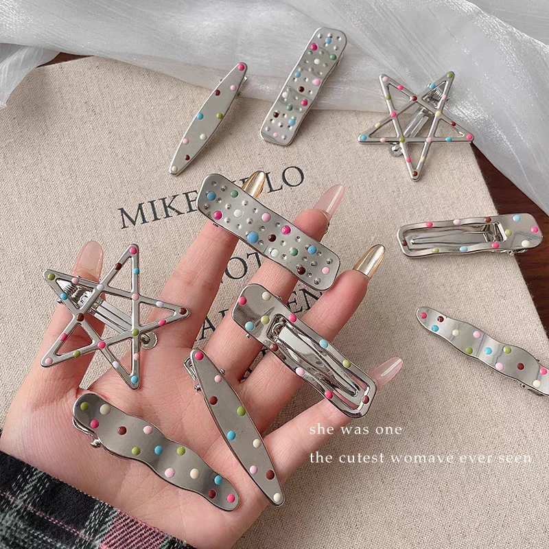 

1 пара металлических боковых зажимов премиум-класса для женщин, заколки для волос в форме капли, стильная повседневная одежда, контроль челки на лбу