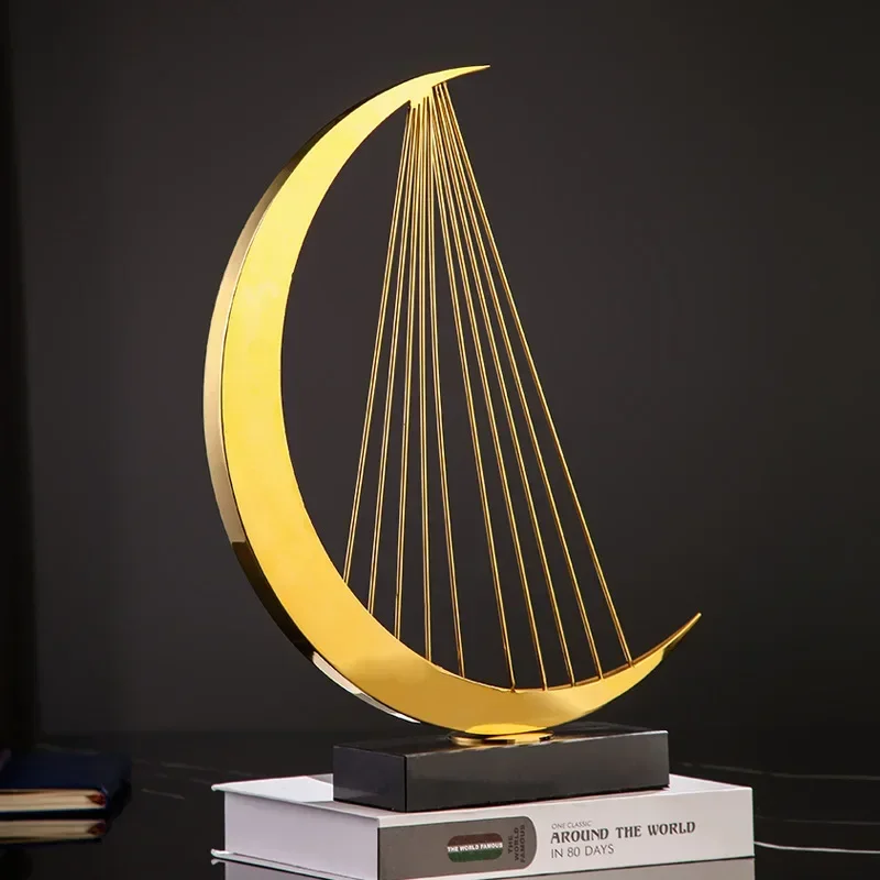 Stainless steel light luxury, ornaments, hotel entrance three-dimensional decorative handicrafts, metal geometry