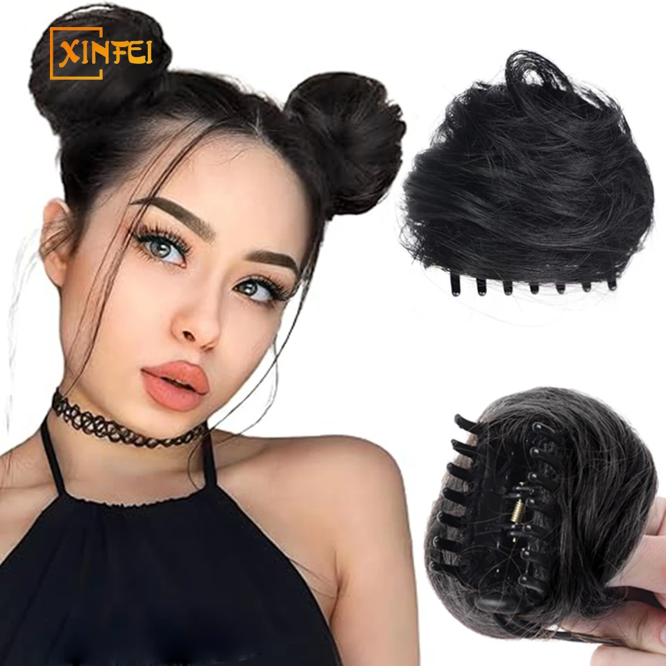 Mini Clip de garra en postizos de moño desordenado, Clip de garra en extensiones de moño para mujeres y niñas, postizos de moño, accesorios para el