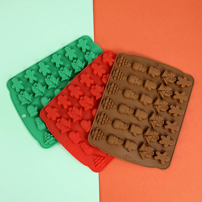 1PC Christmas Tree Silicone Fondant Non-Stick Xmas Element Shapes Candy Mold Easy Release Reusable Oven-safe Cookie Cutter Tool