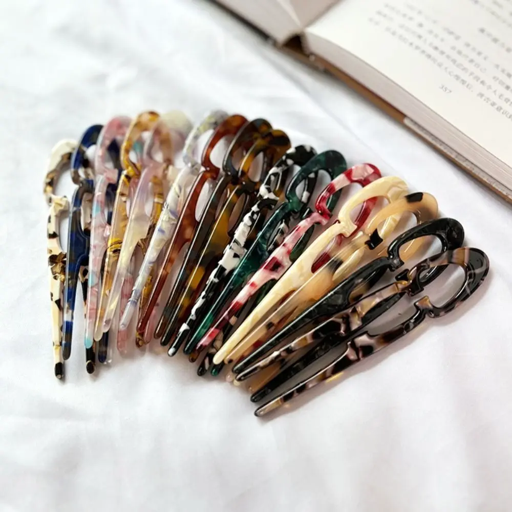 Fshion Design Hair Bun U-Shaped Hair Sticks Sticks Acetate Clip Hairpins For Woman Meatball Head Sweet Hair Accessories