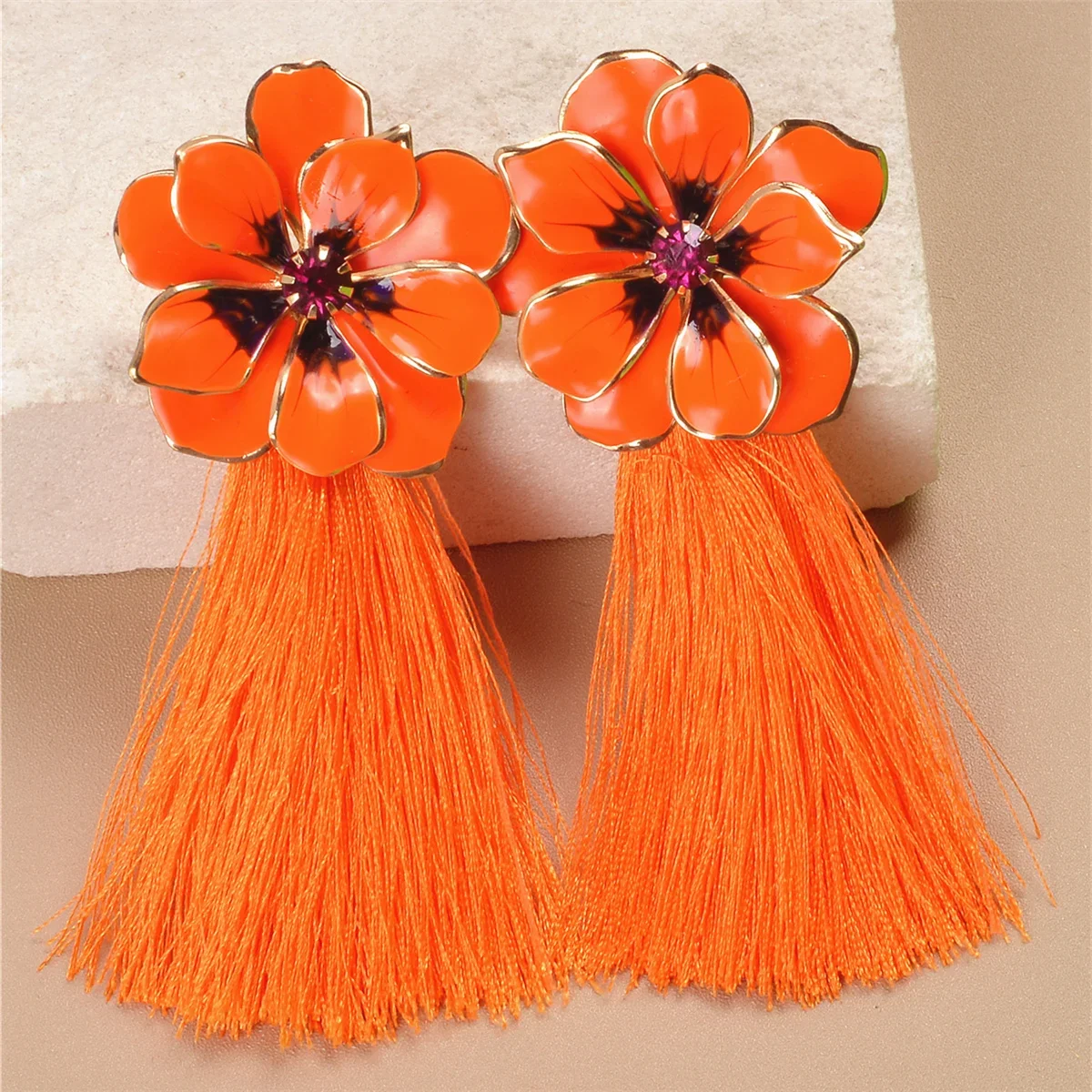 Big Fringed Dangle Flowers Earring Pendientes Exaggrated Long Tassel Earrings Thread Statement Drop Earrings