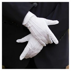 1 Pair White Cotton Inspection Work Gloves Women Men Household Gloves Coin Jewelry Lightweight Gloves Serving/Waiters/drivers