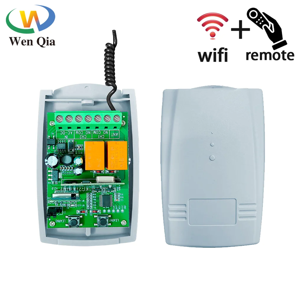 Tuya Wifi  433.92MHz Universal Garage Remote Control 433MHz Receiver 2CH For Garage Door Opener Gate Control Transmitter Switch