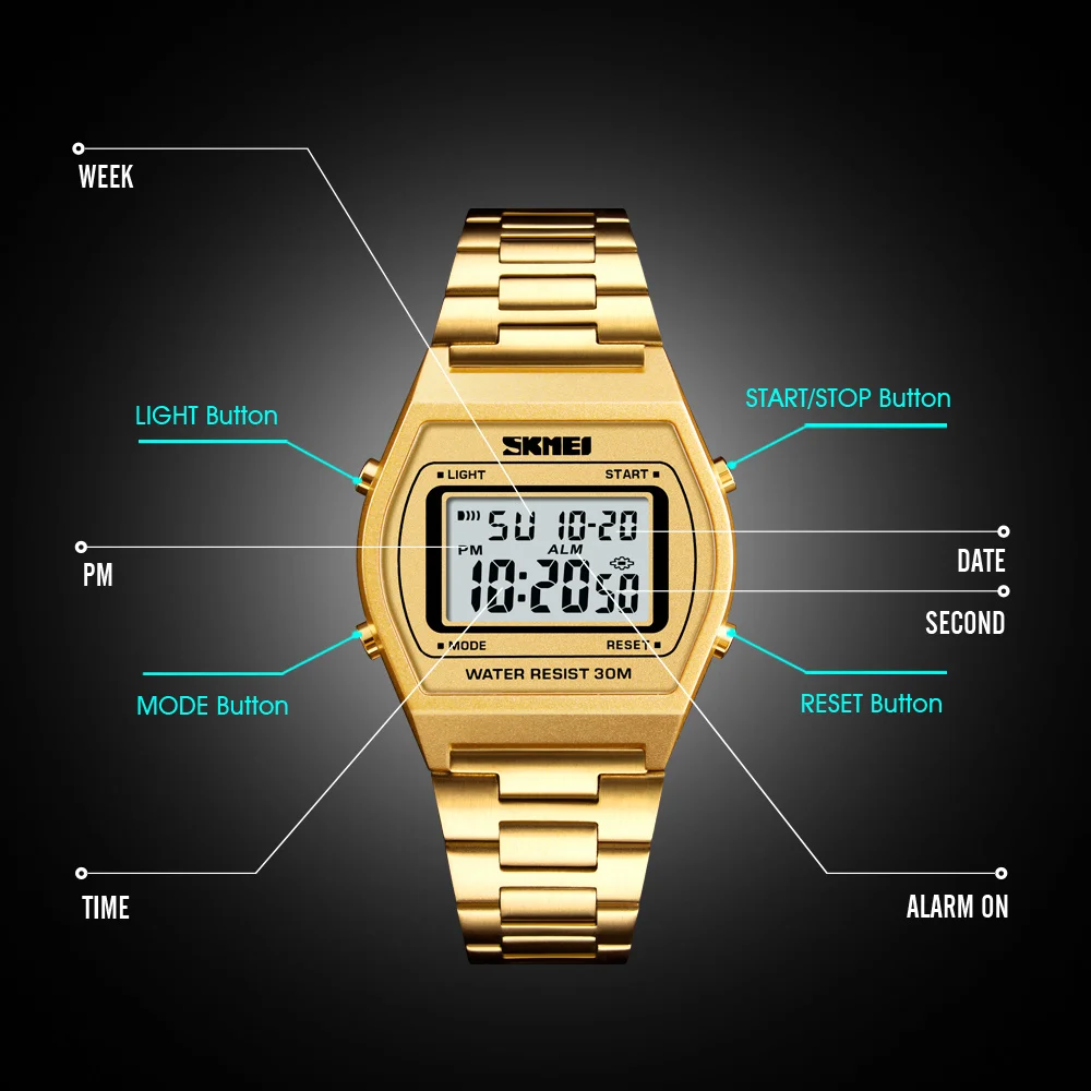 SKMEI Orologio da polso digitale per sport all'aria aperta per uomo Donna Orologio da polso da lavoro alla moda Orologi elettronici militari Relogio Masculino