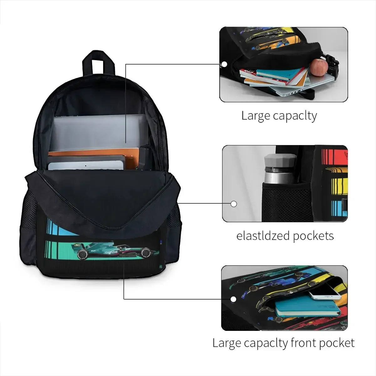 Formula Racing Cars Backpacks Boys Girls Bookbag Children School Bags Cartoon Kids Rucksack Laptop Rucksack Shoulder Bag