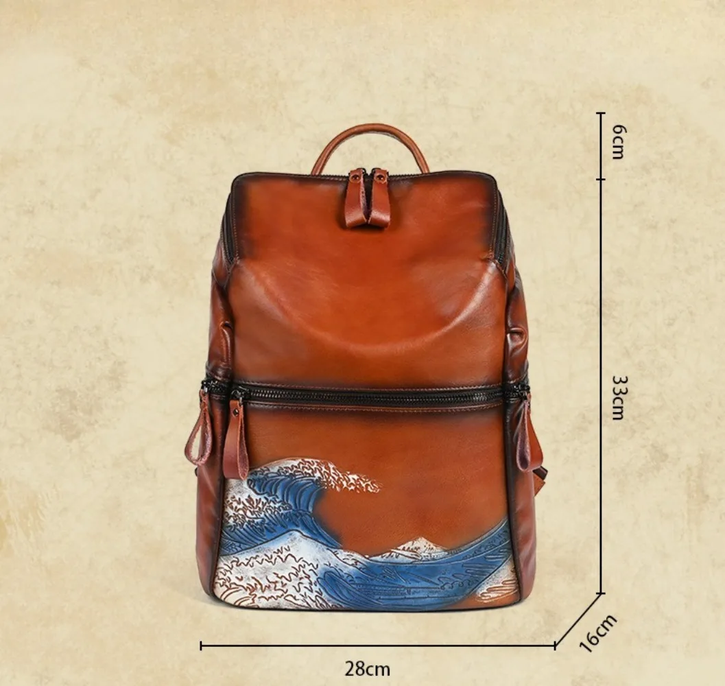 2026 Vintage Genius Leather Women Backpacks Large Capacity Patchwork Shoulder Bags multi-functional Handbags Female Mochilas