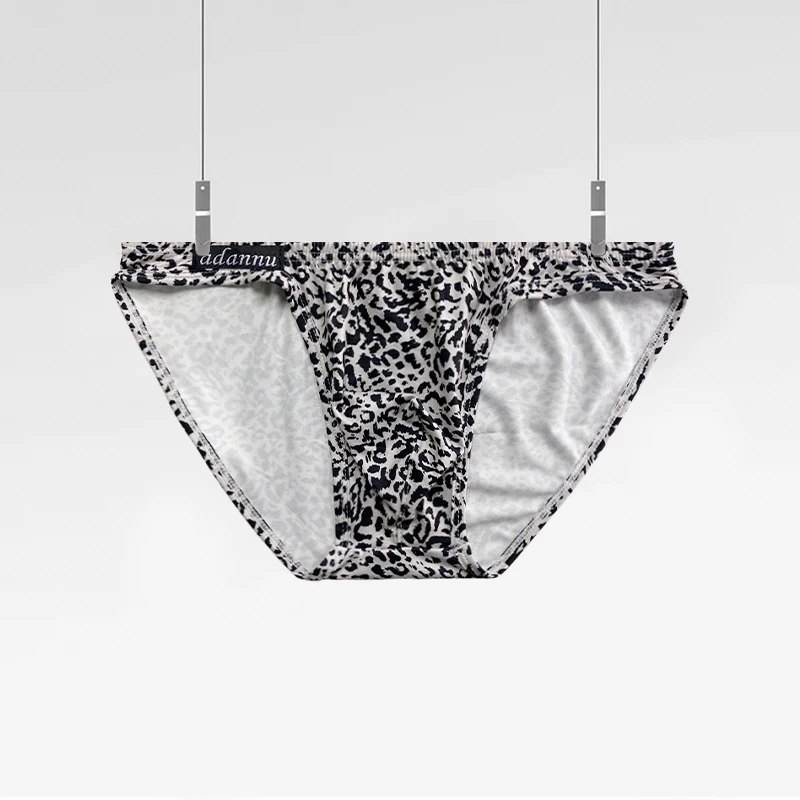 ADANNU coton Sexy hommes slips taille basse homme respirant Slip Jockstrap culottes hommes sous-vêtements Sissy imprimé léopard Gays slips