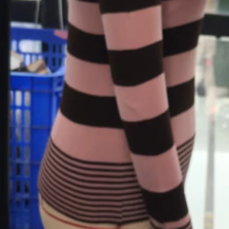 

Винтажные женские модные вязаные топы, трикотаж в полоску с v-образным вырезом и длинными рукавами в рубчик с манжетами для женщин, коричневый/светло-кофейный