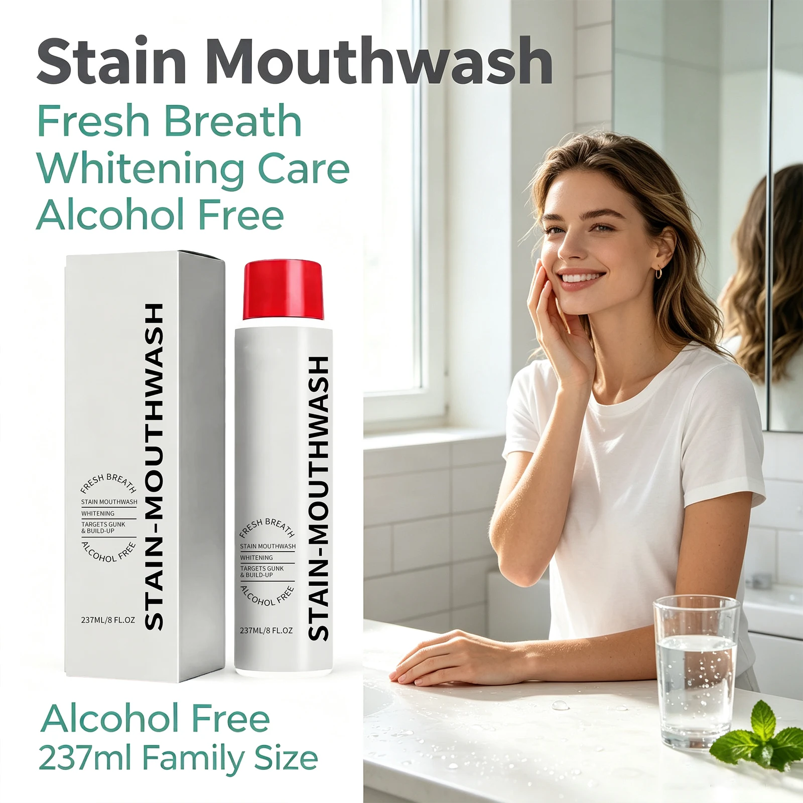 Teeth Whitening Mouthwash Remove Bad Odor Fresh Breath Yellow Stains Removal Protect Gum Reduce Tartar Build Up Mild Oral Care