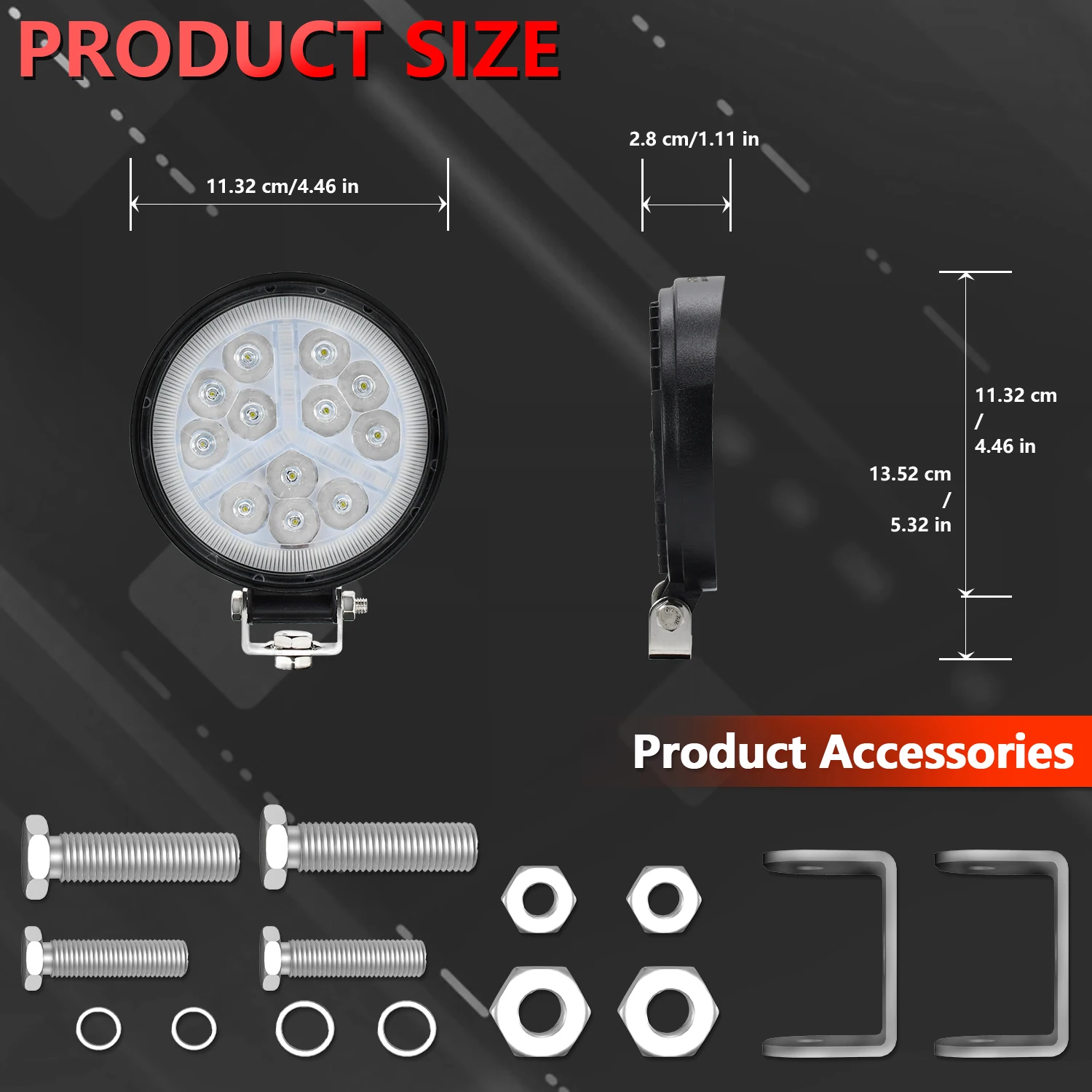 1 SET 4-Inch Round Car Working Light, Fit for Cars, 4x4, Trucks, Tractors, Trailers, Golf Carts, Pickup Trucks, Cars, SUVs, etc.