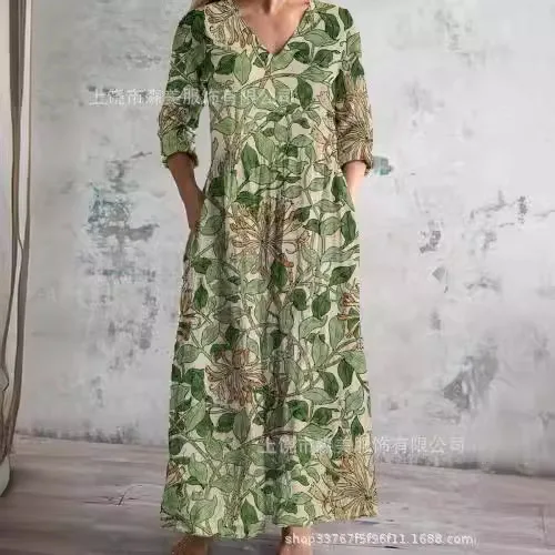 

2025 New European American Printed Casual Loose Dress for Women