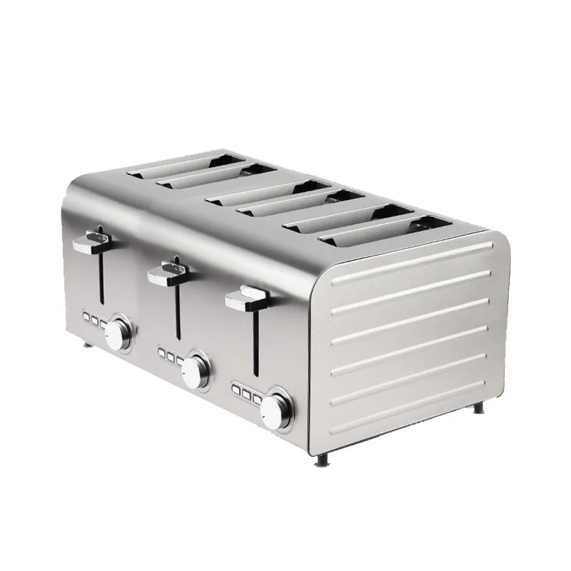 

6-Piece Toaster All Stainless Steel Multifunctional Heating Thaw Baking Sandwich Toast Bread Machine