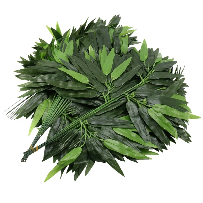 

200 PCS Artificial Green Bamboo Leaves Fake Green Plants Greenery Leaves For Home Hotel Office Party Decoration