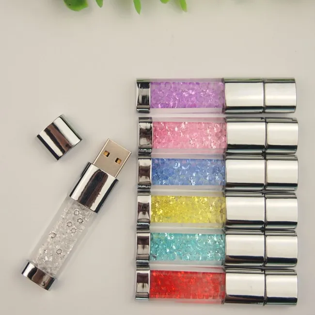 Creative Crystal&LED Light Pendrive 2.0 USB Flash Pen Drive 128mb 4gb 8gb Memory Stick 16gb 32gb Wedding Gift 128GB Memory Card