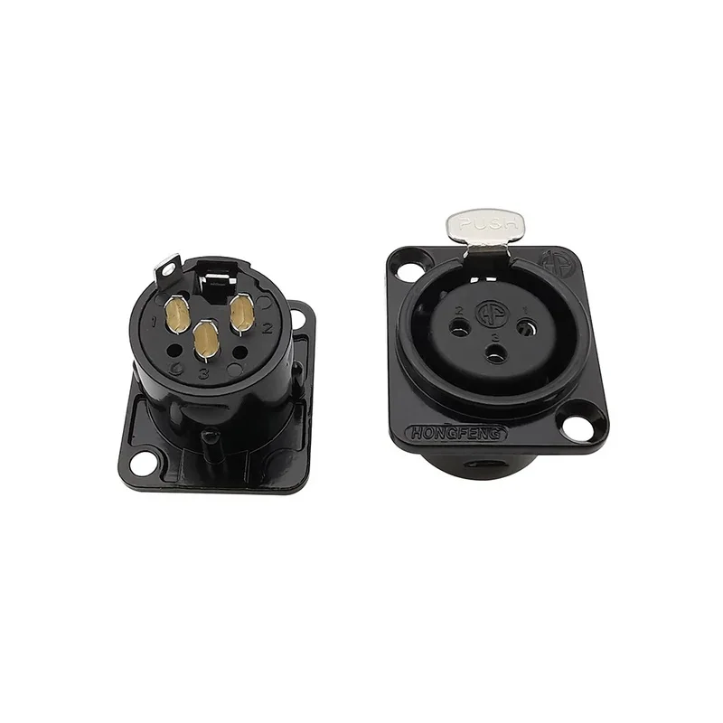 1/2/5Pcs XLR 3 Pin Panel Mount Male Plug Female Jack Connector Audio Microphone 3 Core XLR Metal Socket Silver Black Housing