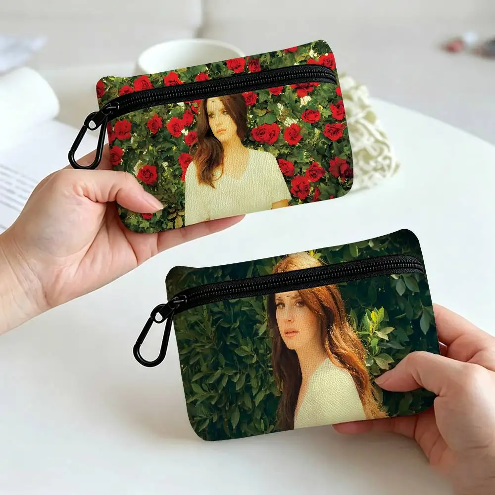 Dreamy VINTAGE L-Lana Del Rey Oxford Cloth Zipper Wallet Multifunctional Hanging Coin Bag For Credit Cards Keys Coins Earbuds