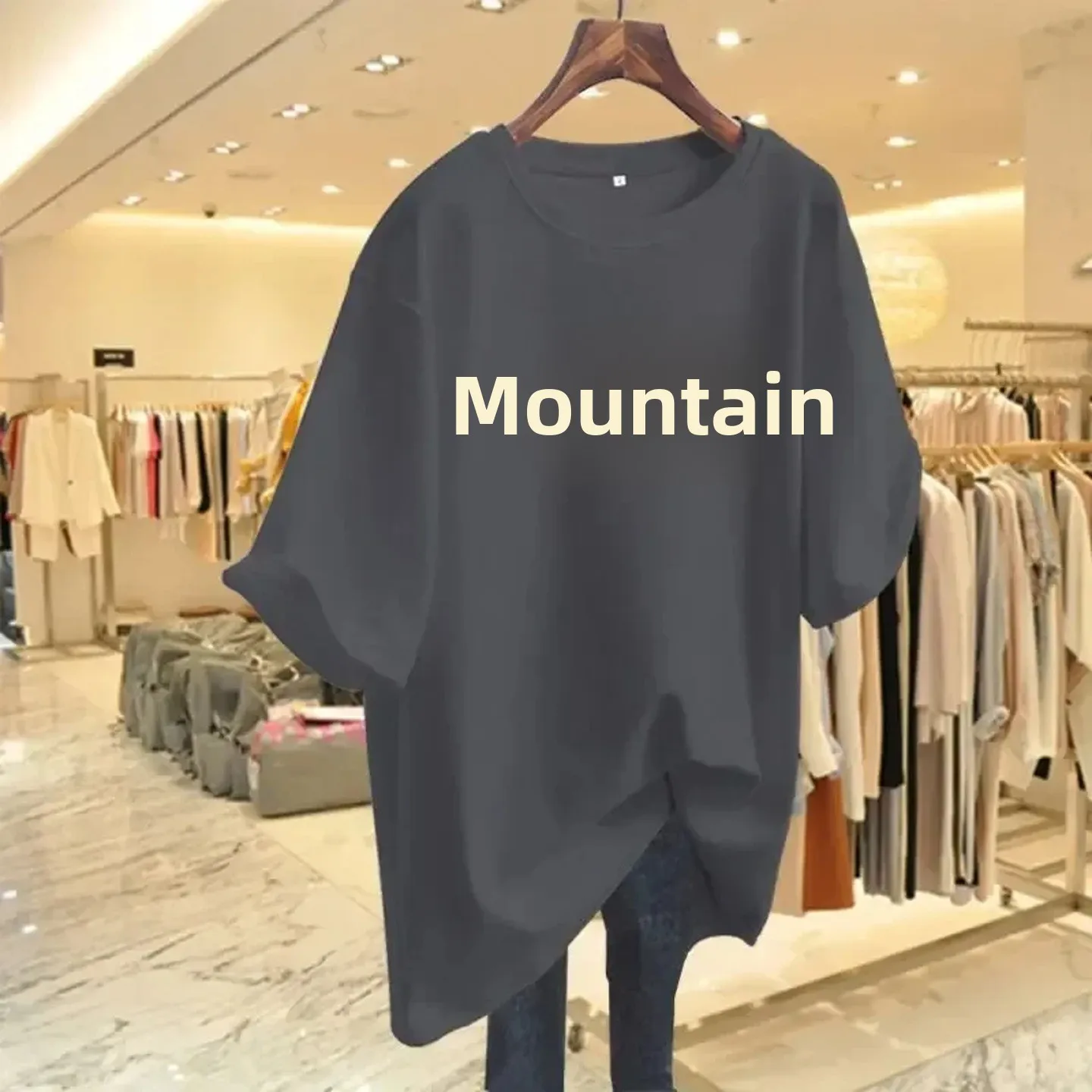 Camiseta de talla grande de alta calidad para mujer, camiseta informal Harajuku Sle, ajuste cómodo para todo el cuerpo, fibra de acetato pes