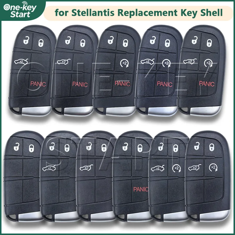 Car Smart Remote Replacement Key Shell for Chrysler 300 Dodge Challenger Jeep Grand Cherokee Ram 1500 2011-2024【ONE-KEY START】