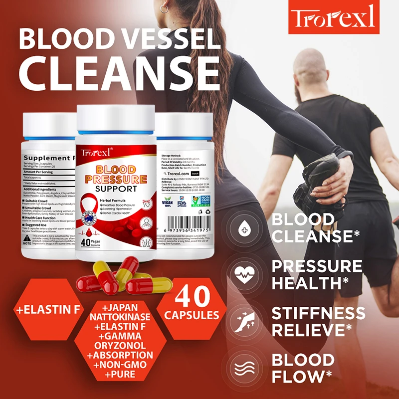 Trorexl Blood Pressure Supplements - Natto Capsules Heart & Cardiovascular Support - Support Blood Circulation